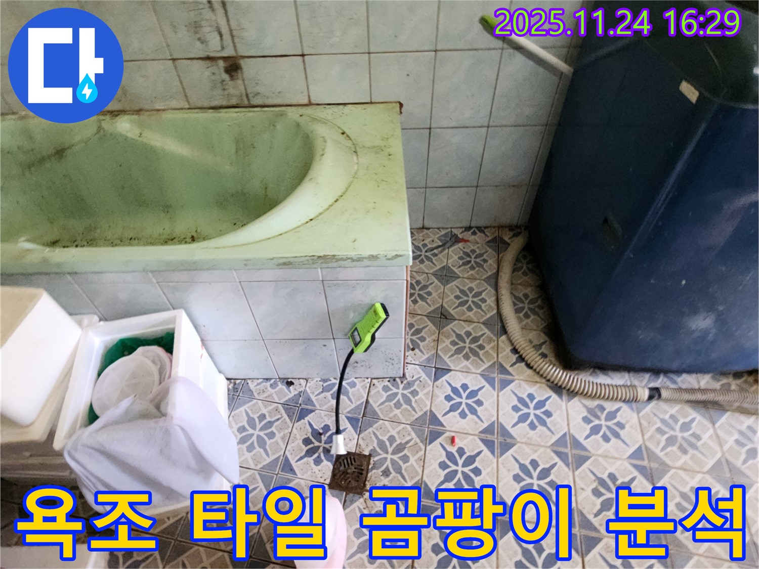 포천 신북면 욕조 주변 타일 곰팡이 - 누수와의 연관성을 정밀하게 분석하고 있습니다.