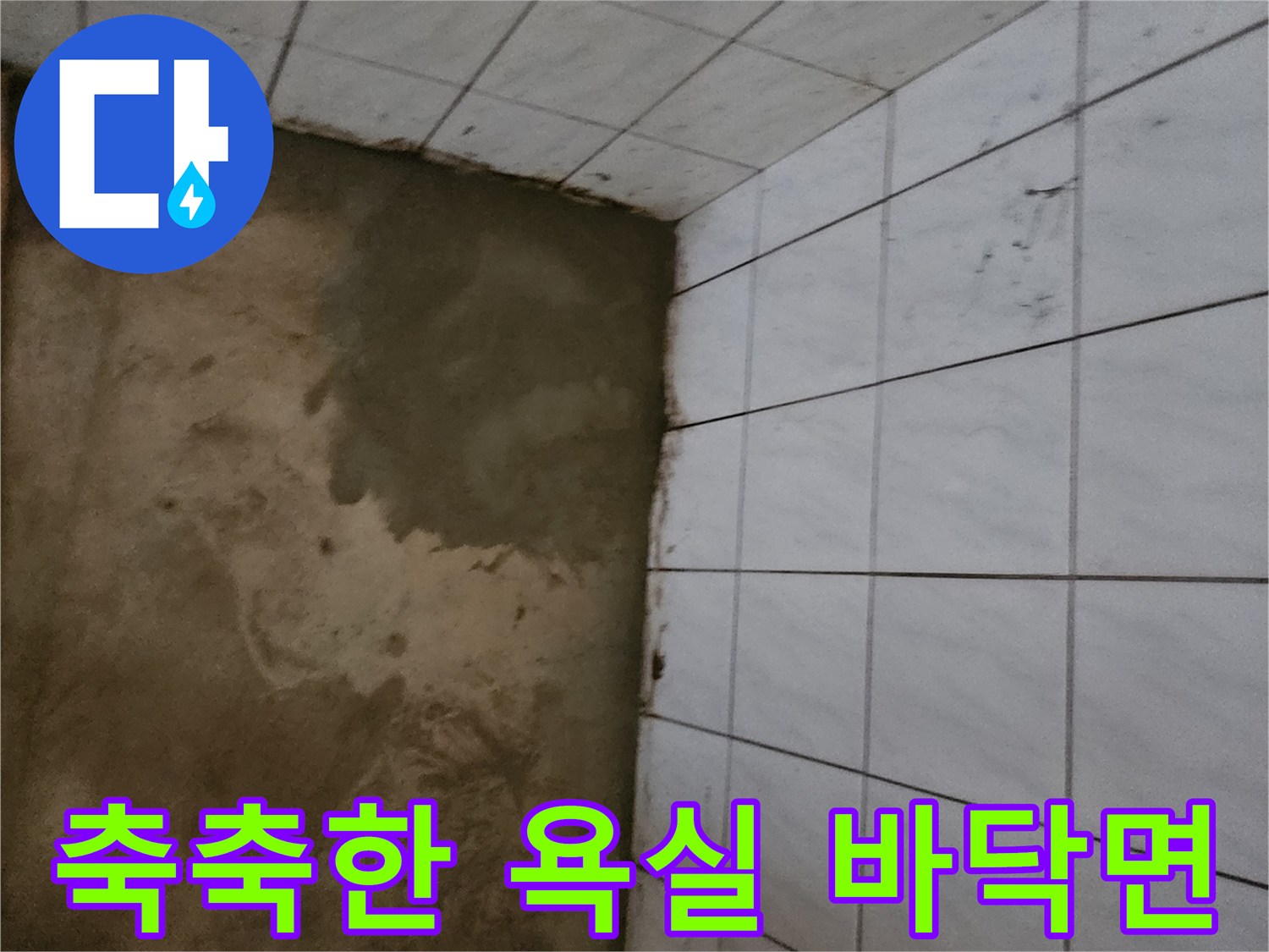 물기가 스며든-욕실 타일과 바닥 경계 부위