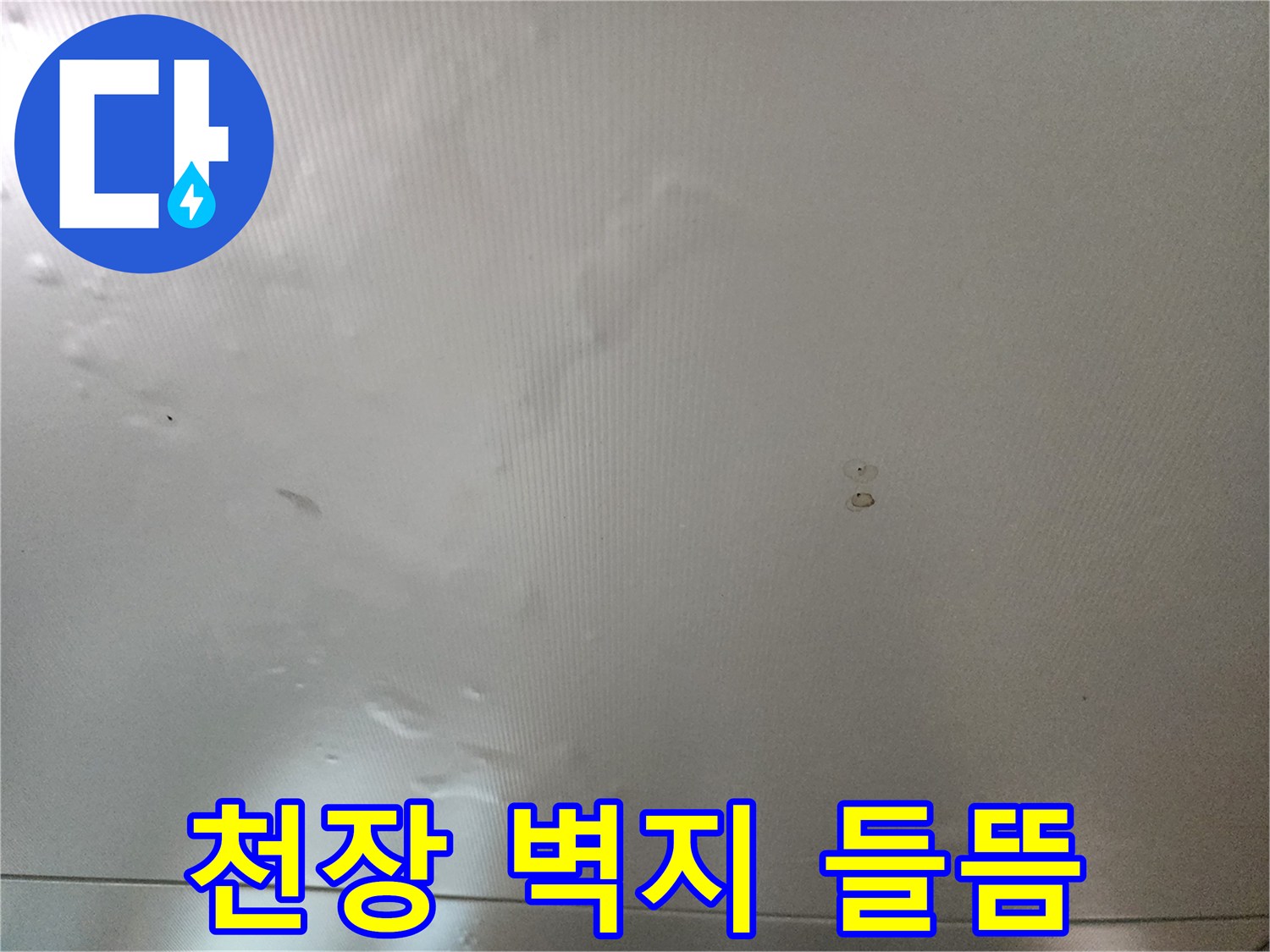 습기로 인한 천장 마감재의 변색 및 팽창