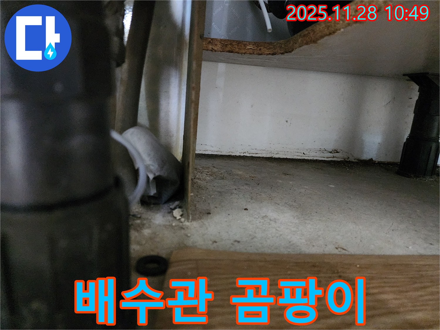 싱크대 하부 - 배수관 곰팡이, 습기 - 누수 의심