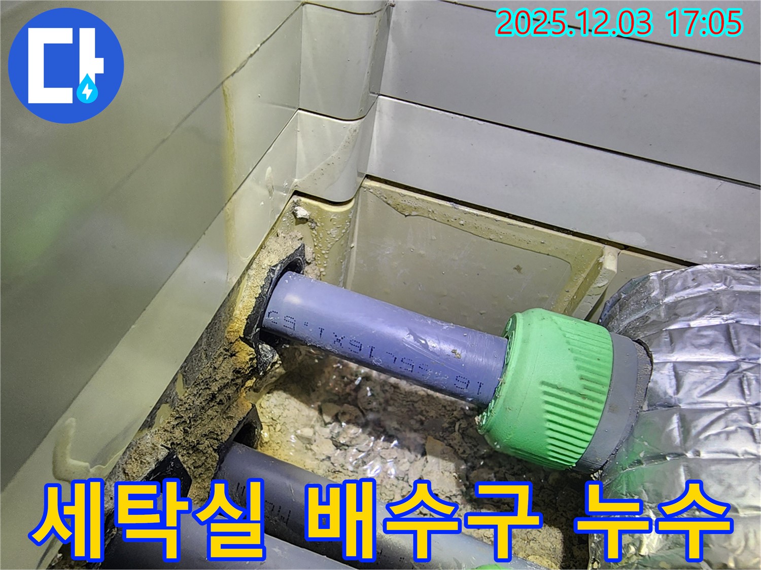 동두천 지행동 동양엔파트 세탁실 배수구 누수 - 연결 부위 문제 발견!
