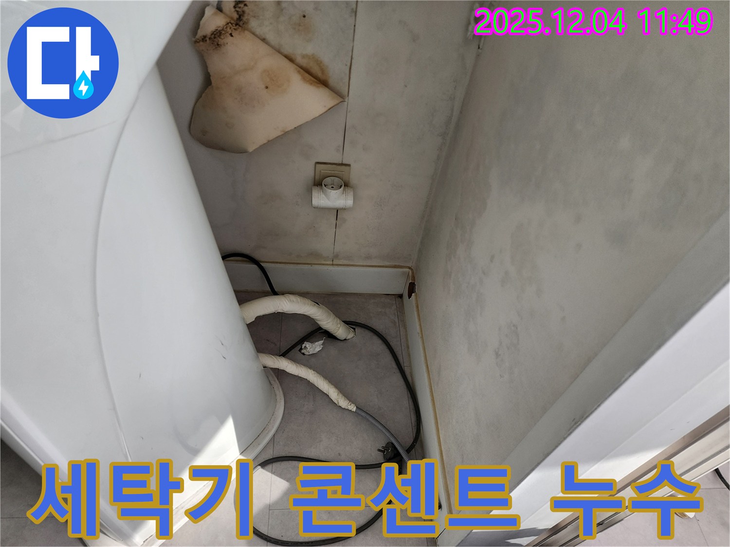 포천 - 세탁기 주변 곰팡이 - 콘센트 누수 - 감전 주의
