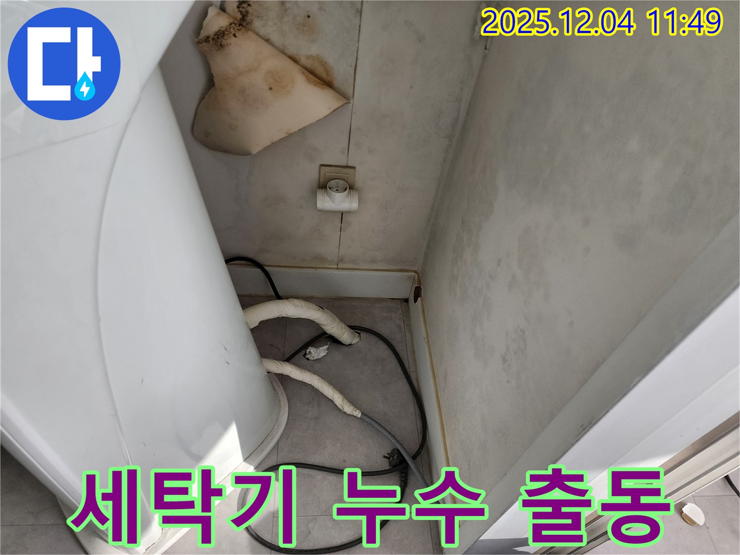 포천 일동 - 세탁기 콘센트 곰팡이 - 젖은 벽 - 감전사고 위험 - 24시간 긴급 출동