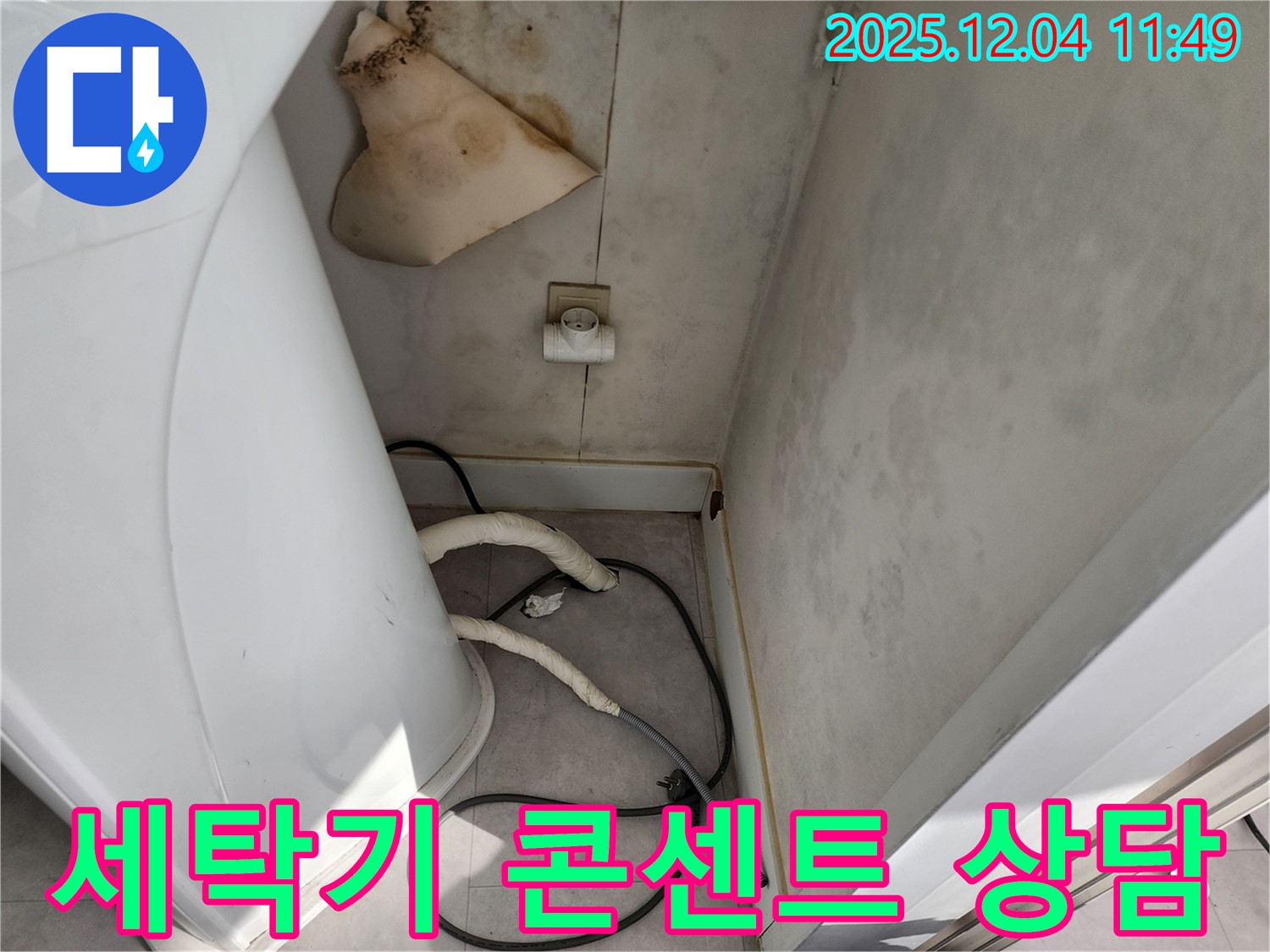 포천 일동 - 세탁기 콘센트 주변 곰팡이 - 젖은 벽 - 감전 위험, 전문가 상담