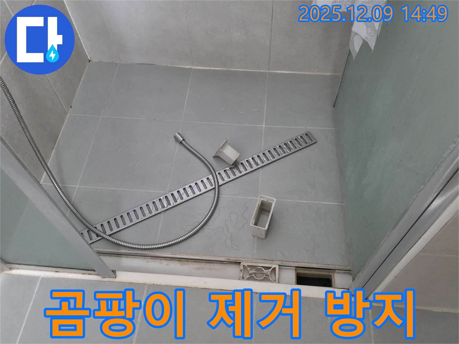 향남 에일린의뜰 샤워부스 배수 트렌치 주변 곰팡이 제거 및 방지 시공 작업