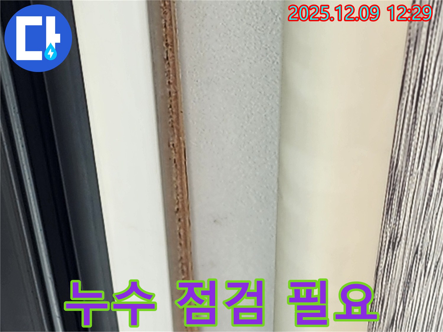 곰팡이 핀 문틀 - 누수 점검이 우선입니다.