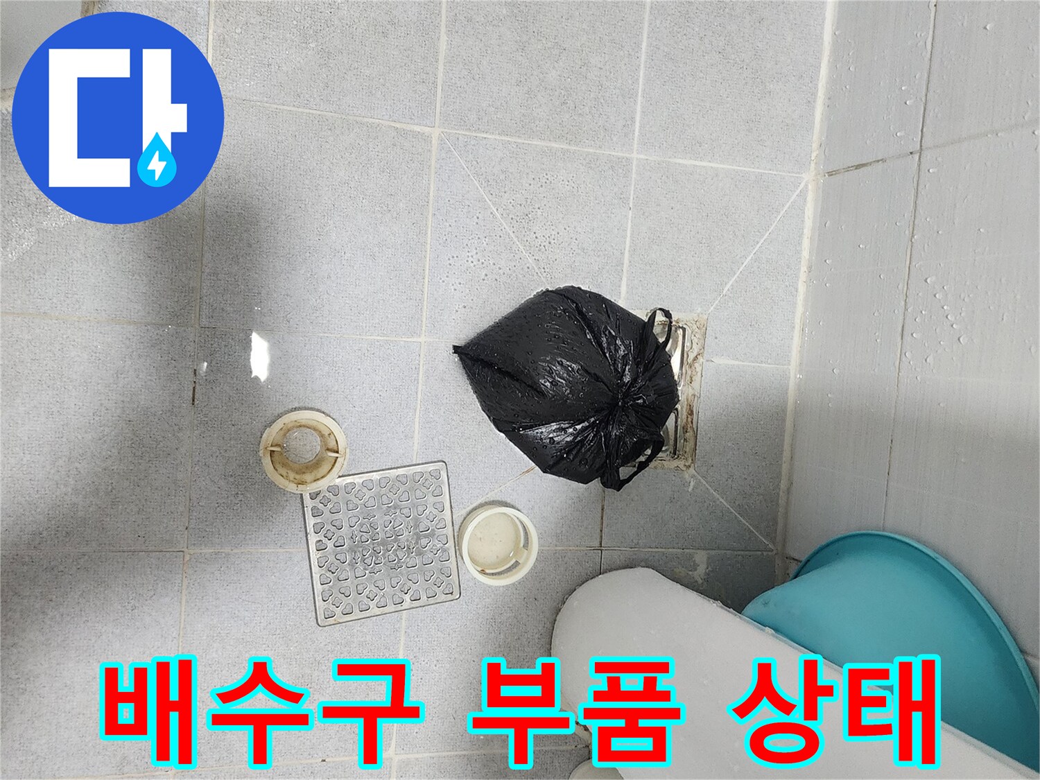 화장실 바닥 배수 트랩과 덮개 - 누수 진단 현장 사진