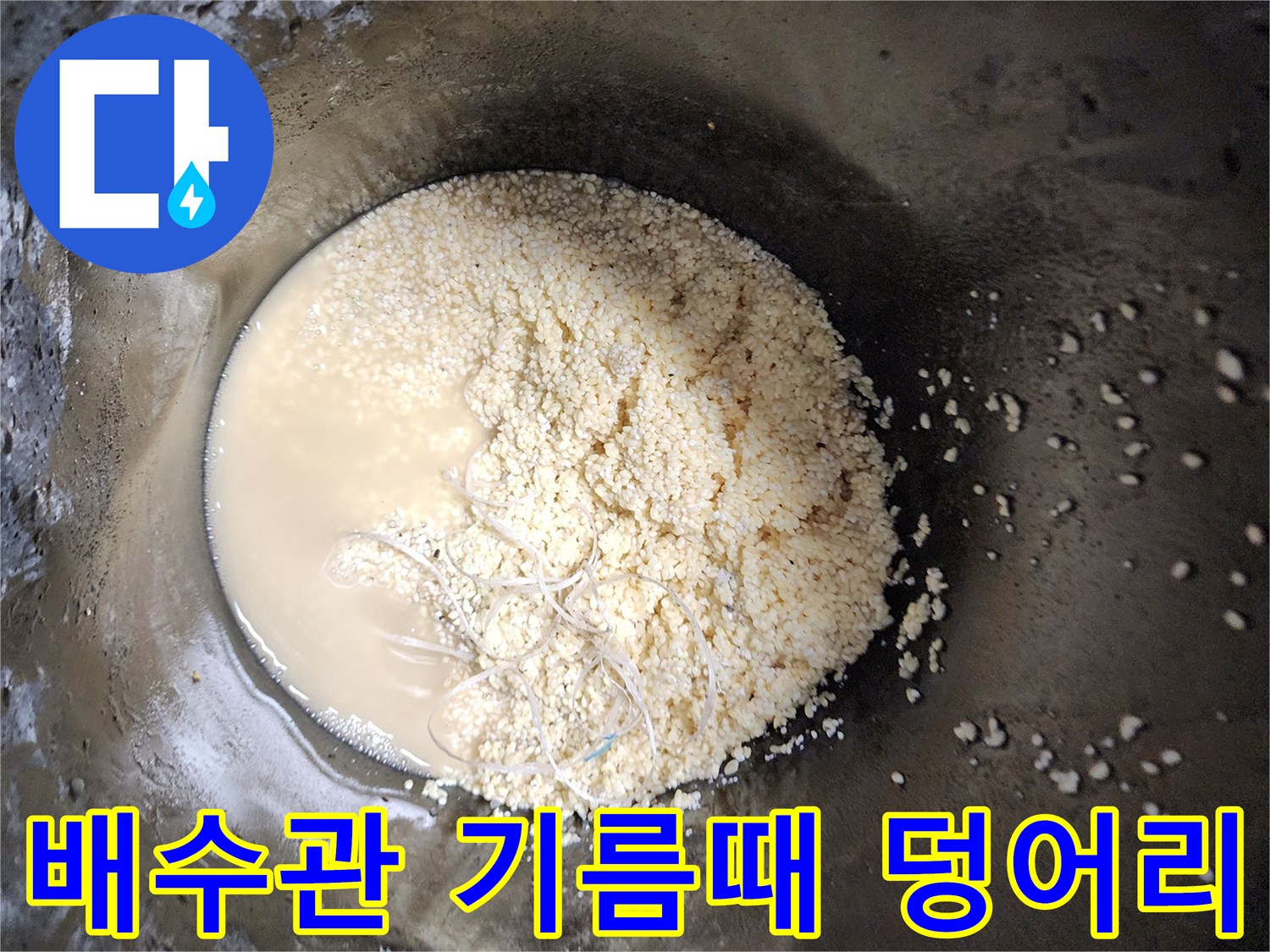 배관 청소 후 수거된 유지방 슬러지와 오염물질