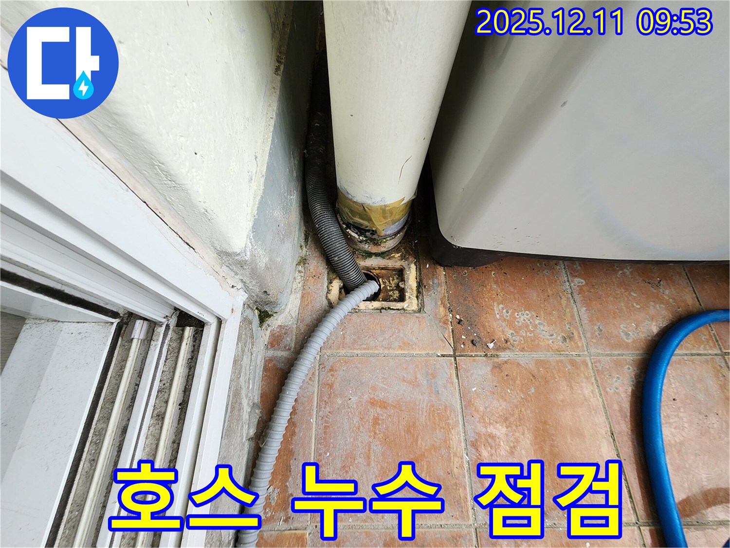 세탁기 배수 호스 연결 부위 누수 의심 - 정밀 점검 및 누수 탐지