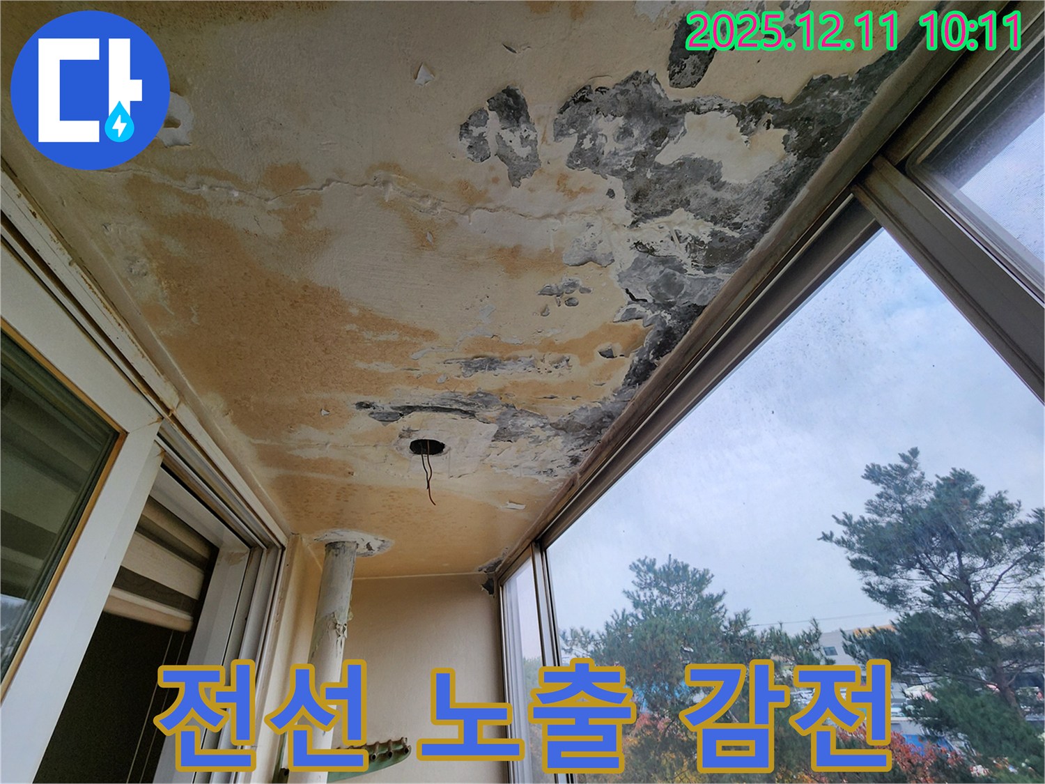 전선 노출 - 감전 위험 - 긴급 상황
