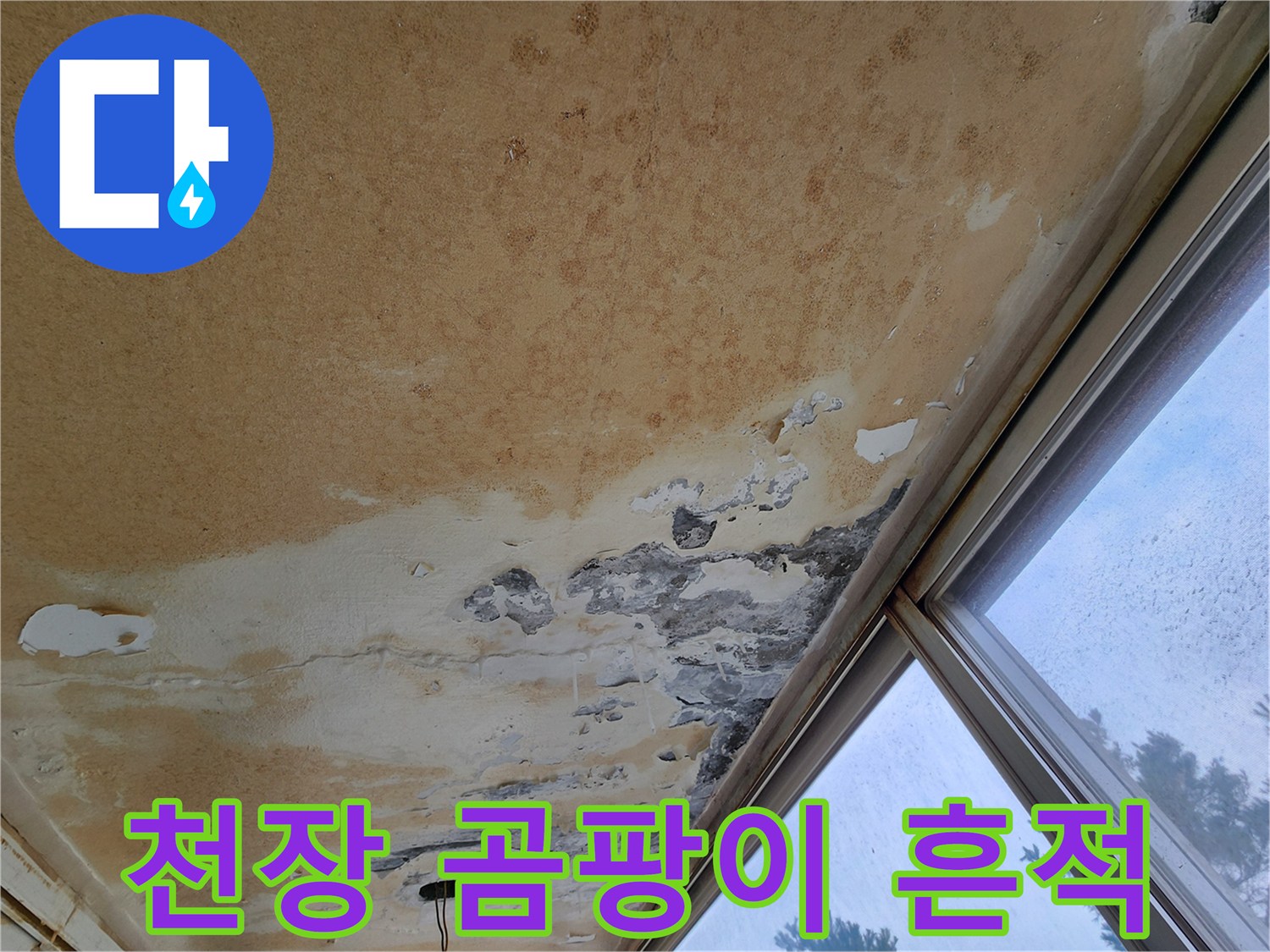 천장-마감재-변색과-오염된-상태