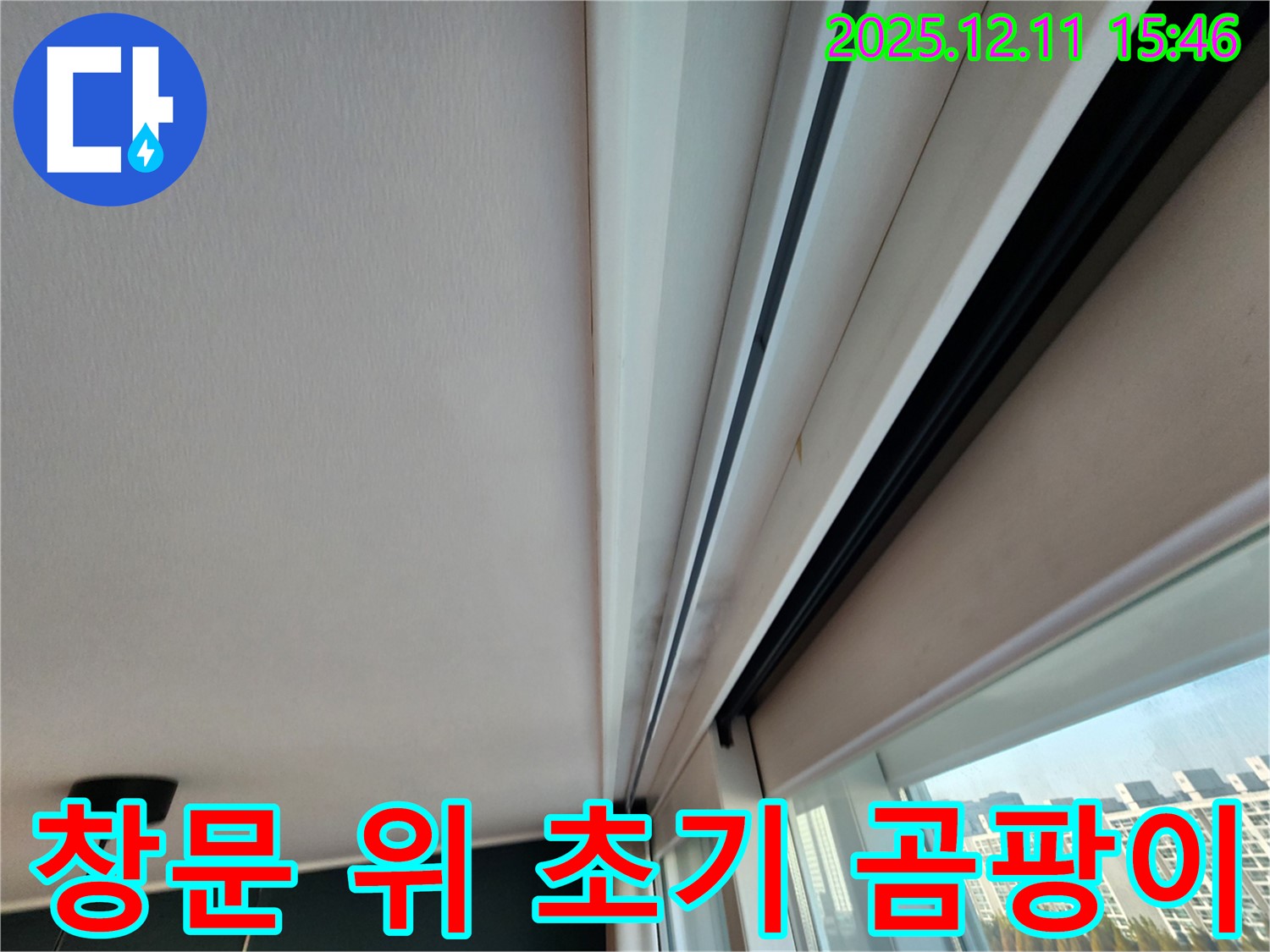 양지말 주택 창문 누수 - 윗부분 초기 곰팡이 완벽 차단 공사 준비 완료