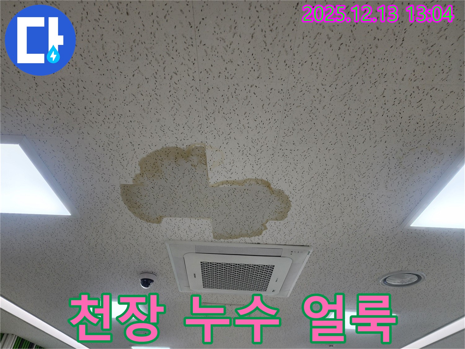 천장 누수 얼룩 - 텍스 천장의 누수 자국