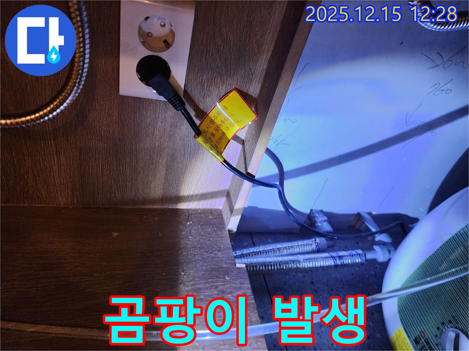 싱크대 콘센트 누수 - 곰팡이 발생으로 인한 전기 안전 위협