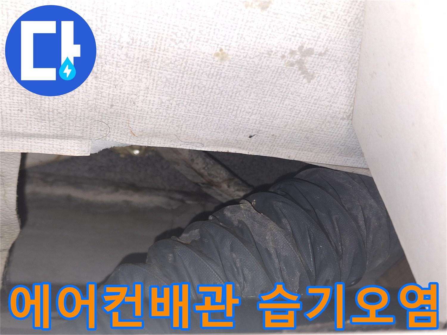 에어컨-배관-주변의-젖은-벽면과-물기-확인