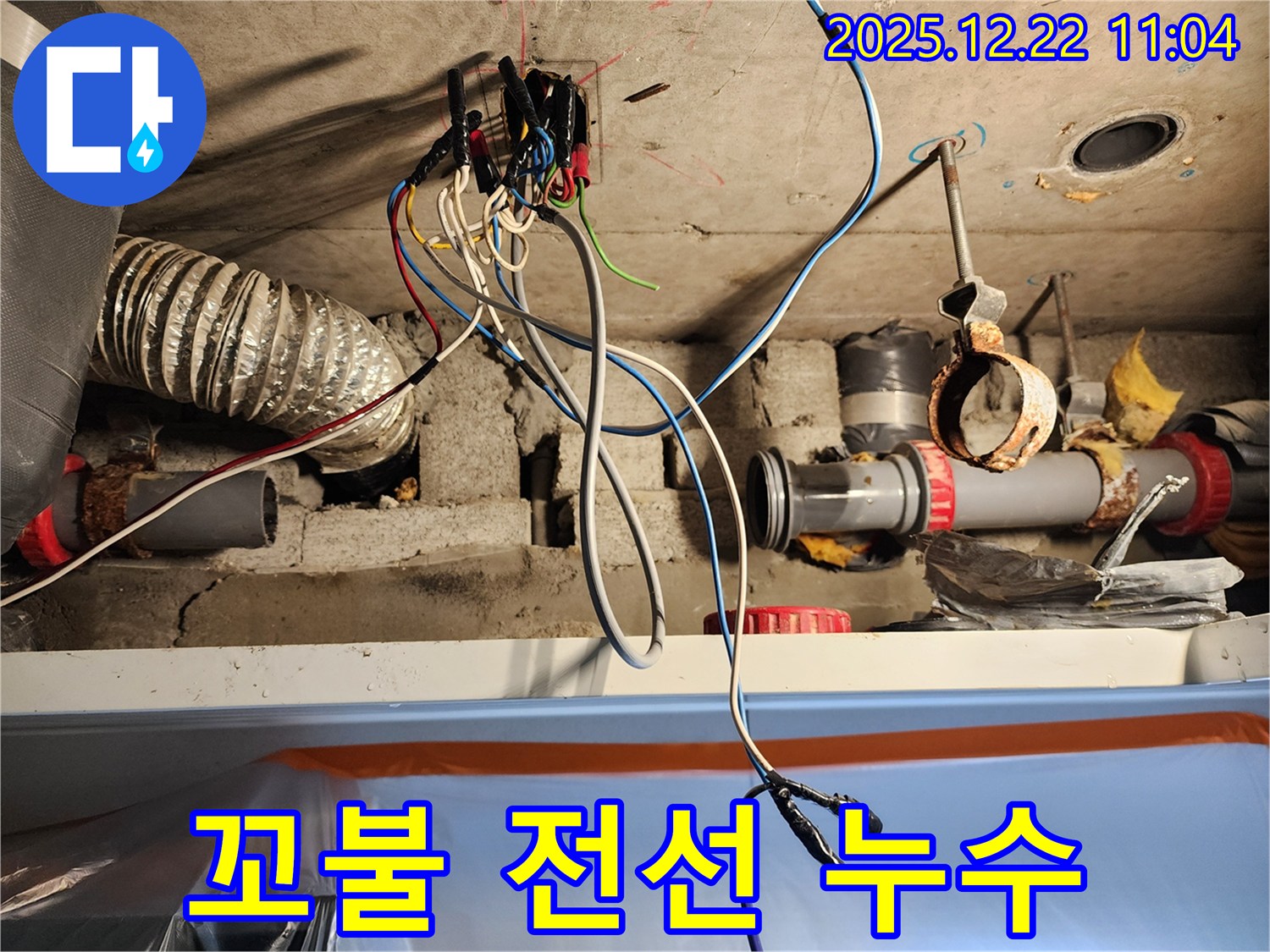 월계동 천장 - 꼬불꼬불한 전선 속에서 누수 원인을 찾아낸 모습 - 역시 숨은 실력자!
