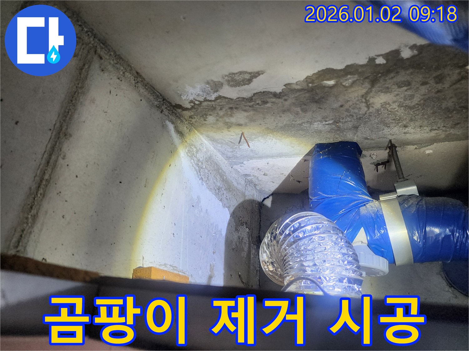 상계9동 곰팡이 제거 시공 - 누수 부위 주변 곰팡이 제거 작업