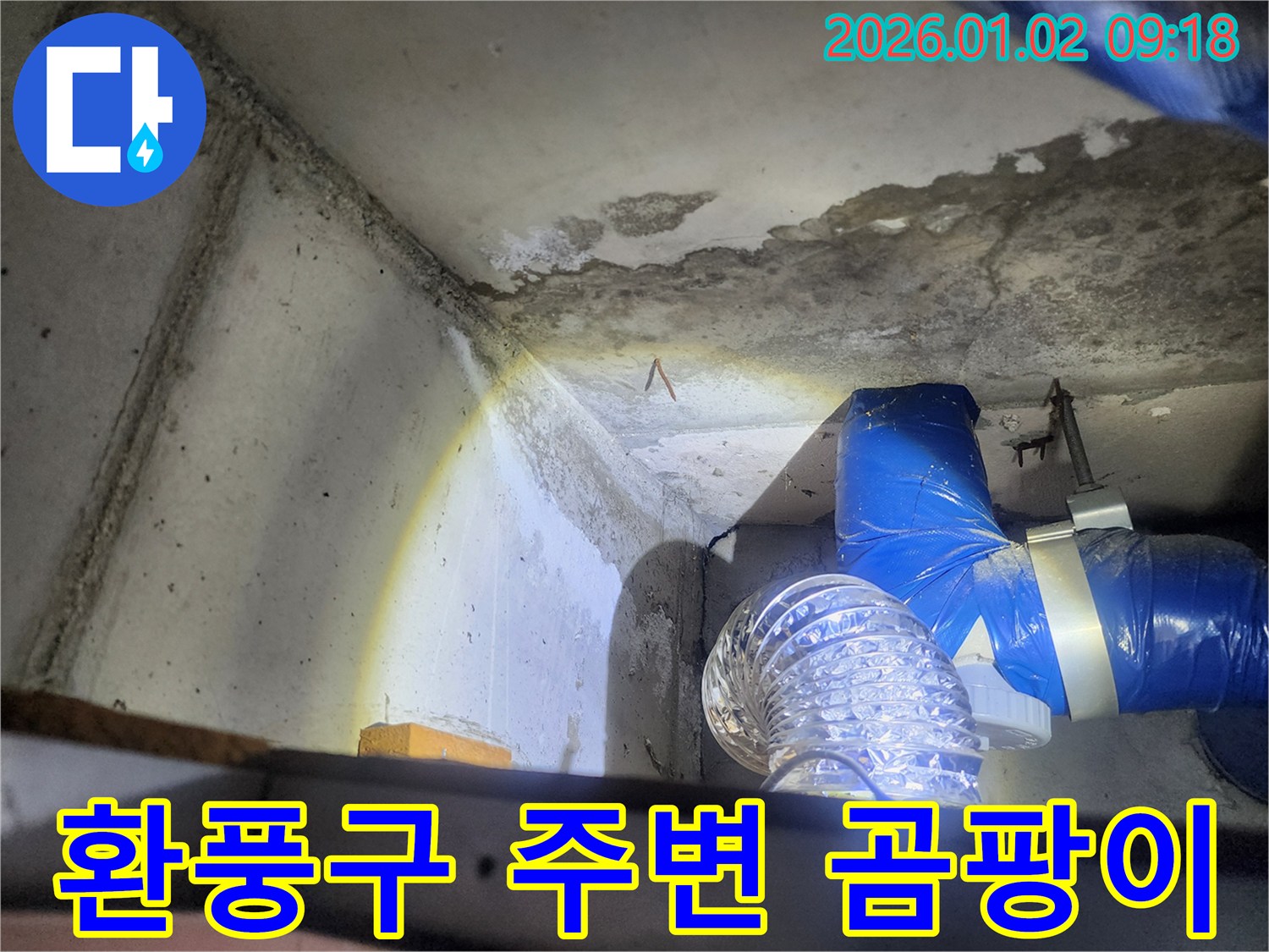 상계9동 환풍구 주변 곰팡이 - 누수 흔적과 곰팡이 발생