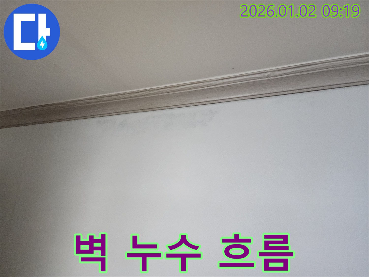 상계동 벽 누수 - 벽을 타고 흐르는 누수 흔적