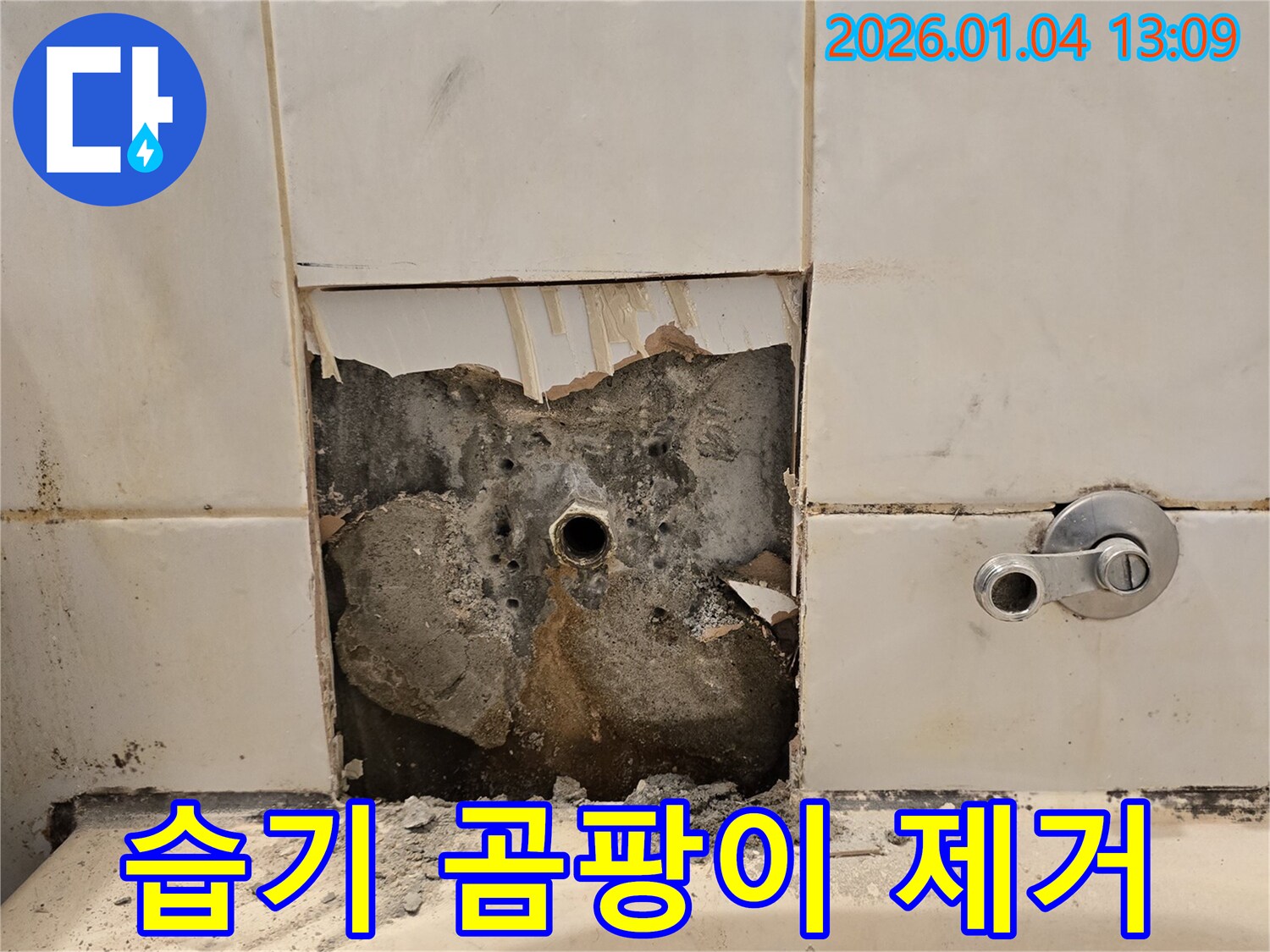 욕조 배관 누수 - 습기 및 곰팡이 제거 작업