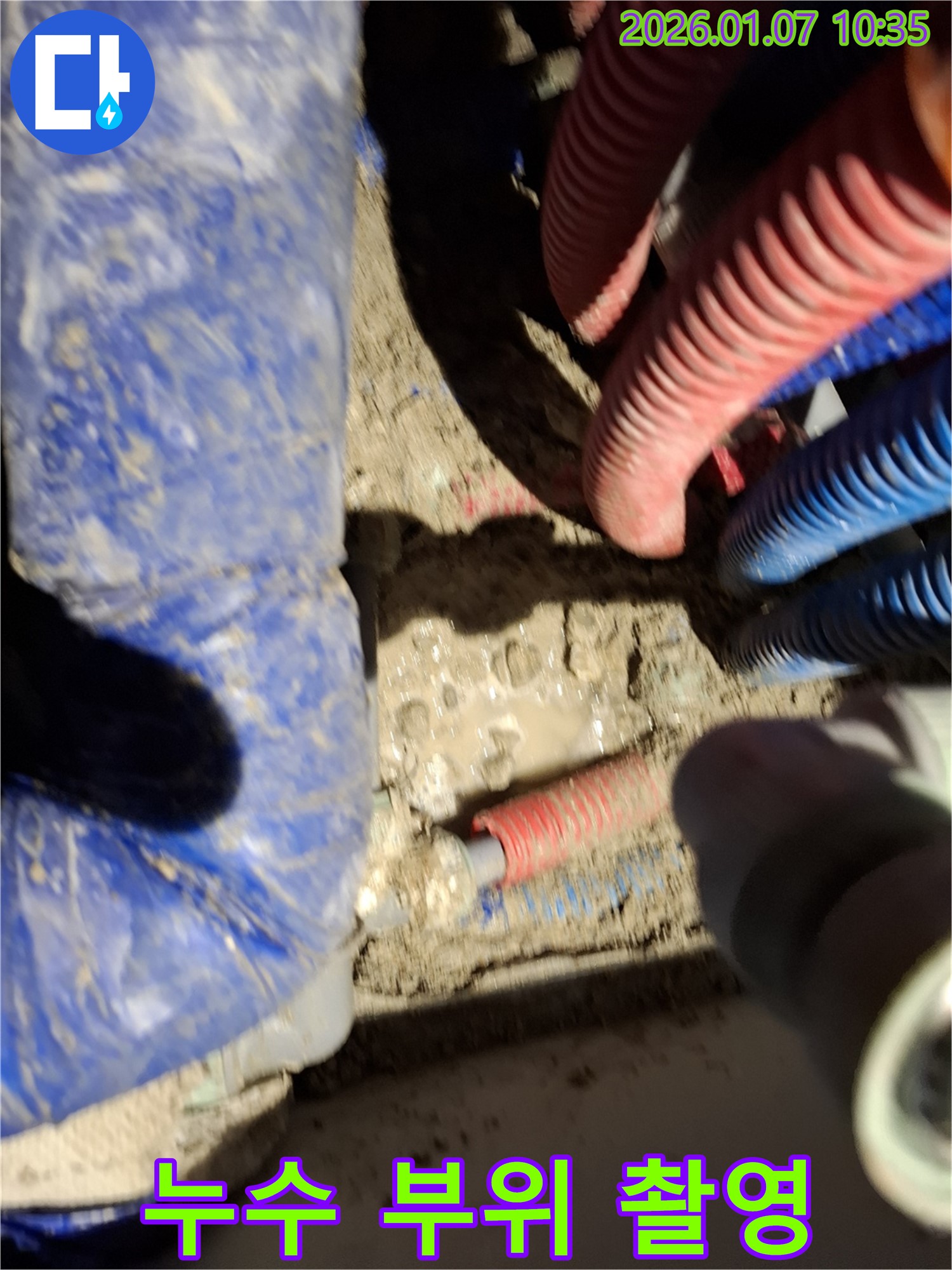 용인시 처인구 모현 누수 현장 - 누수 부위 정밀 촬영
