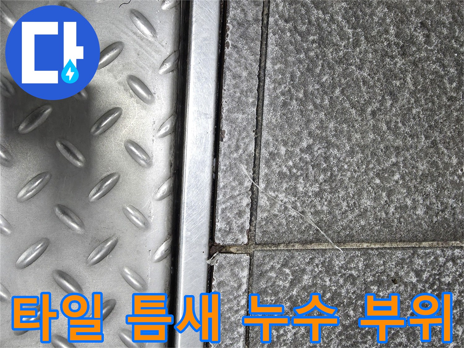 식당 바닥 타일-줄눈 파손-누수 확인