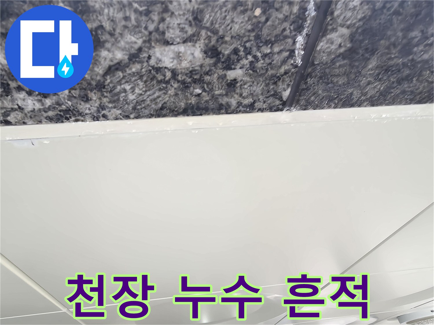 어둡게 젖은 듯한 주차장 천장 콘크리트 표면 상태