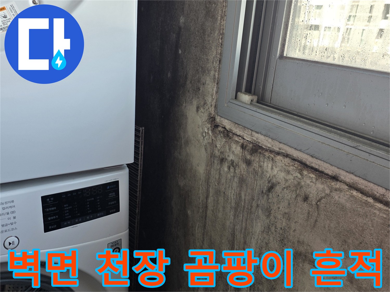 세탁기-상단-천장재의-심한-변색과-곰팡이-발생