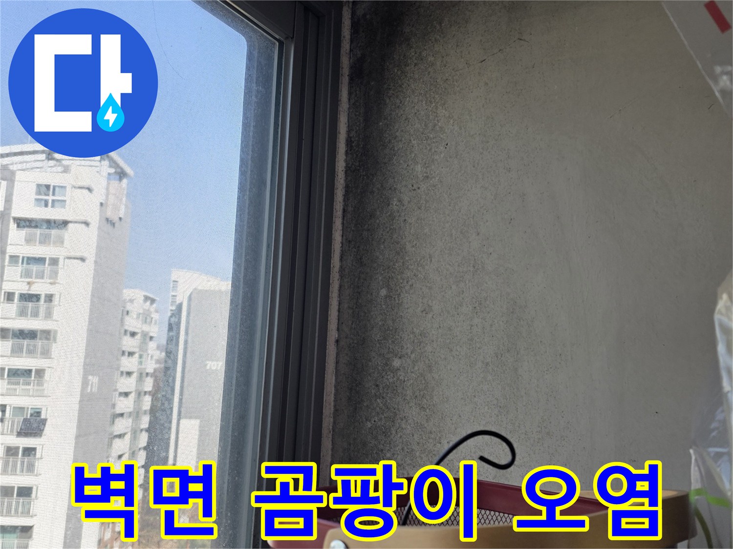 창문 프레임-천장 접합부 곰팡이 발생