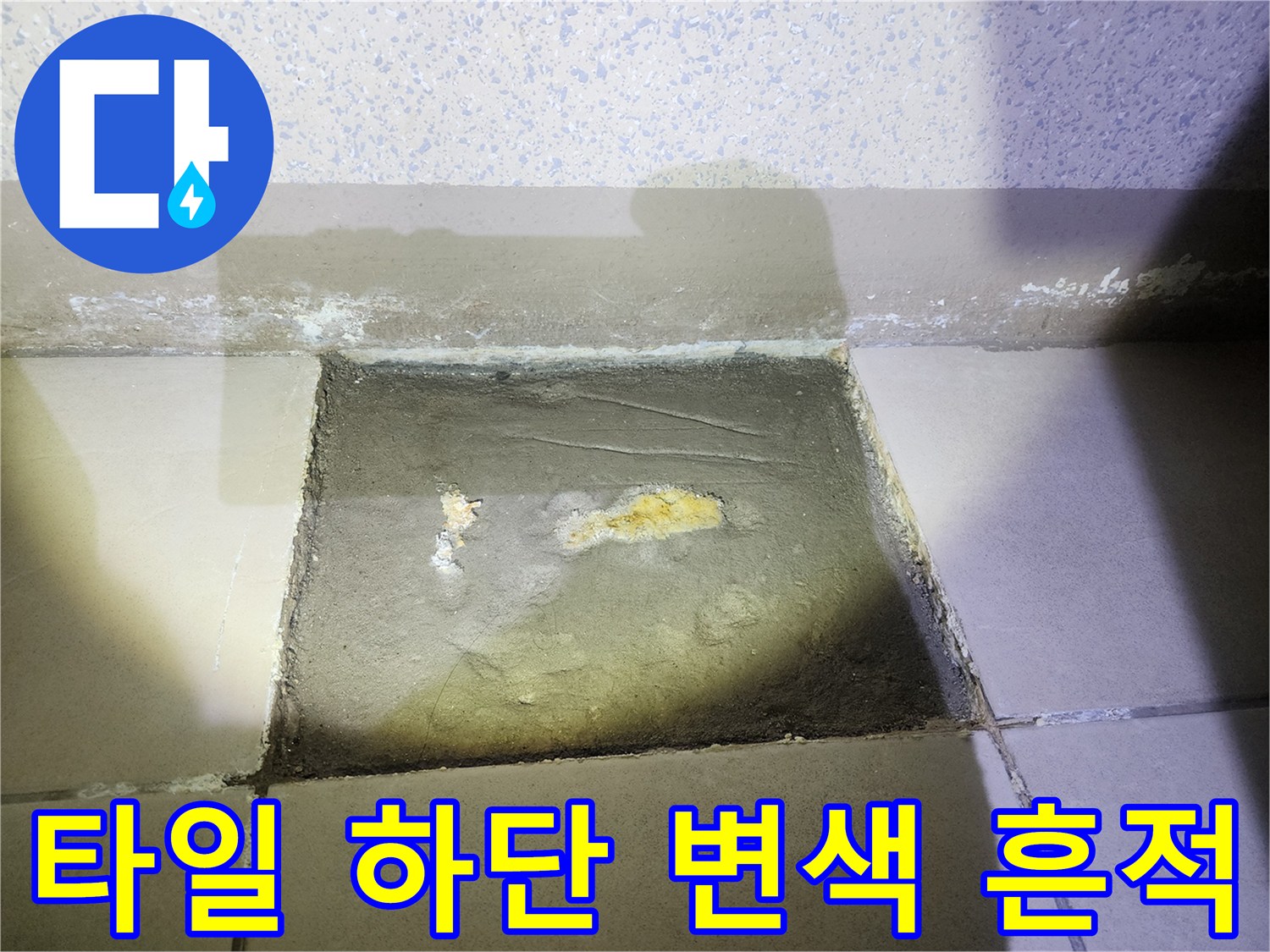 타일-틈새에-발생한-습기-및-변색-상태