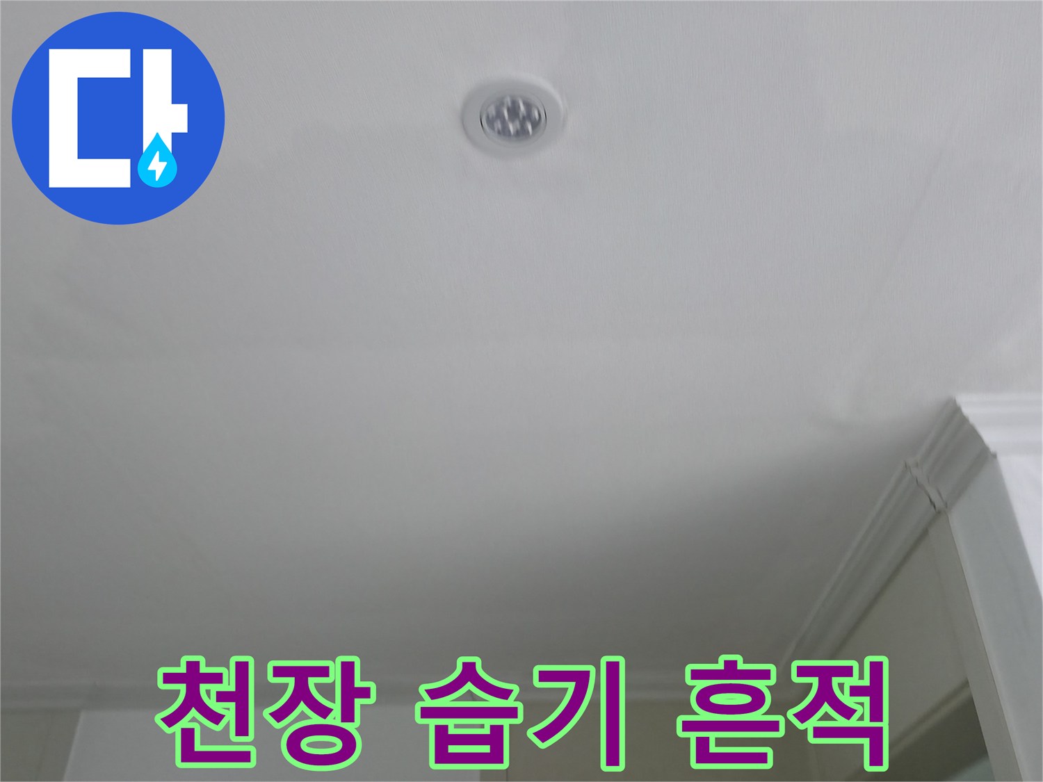 의정부 현장 - 천장 도배지가 젖어 변색된 화장실 입구 부위