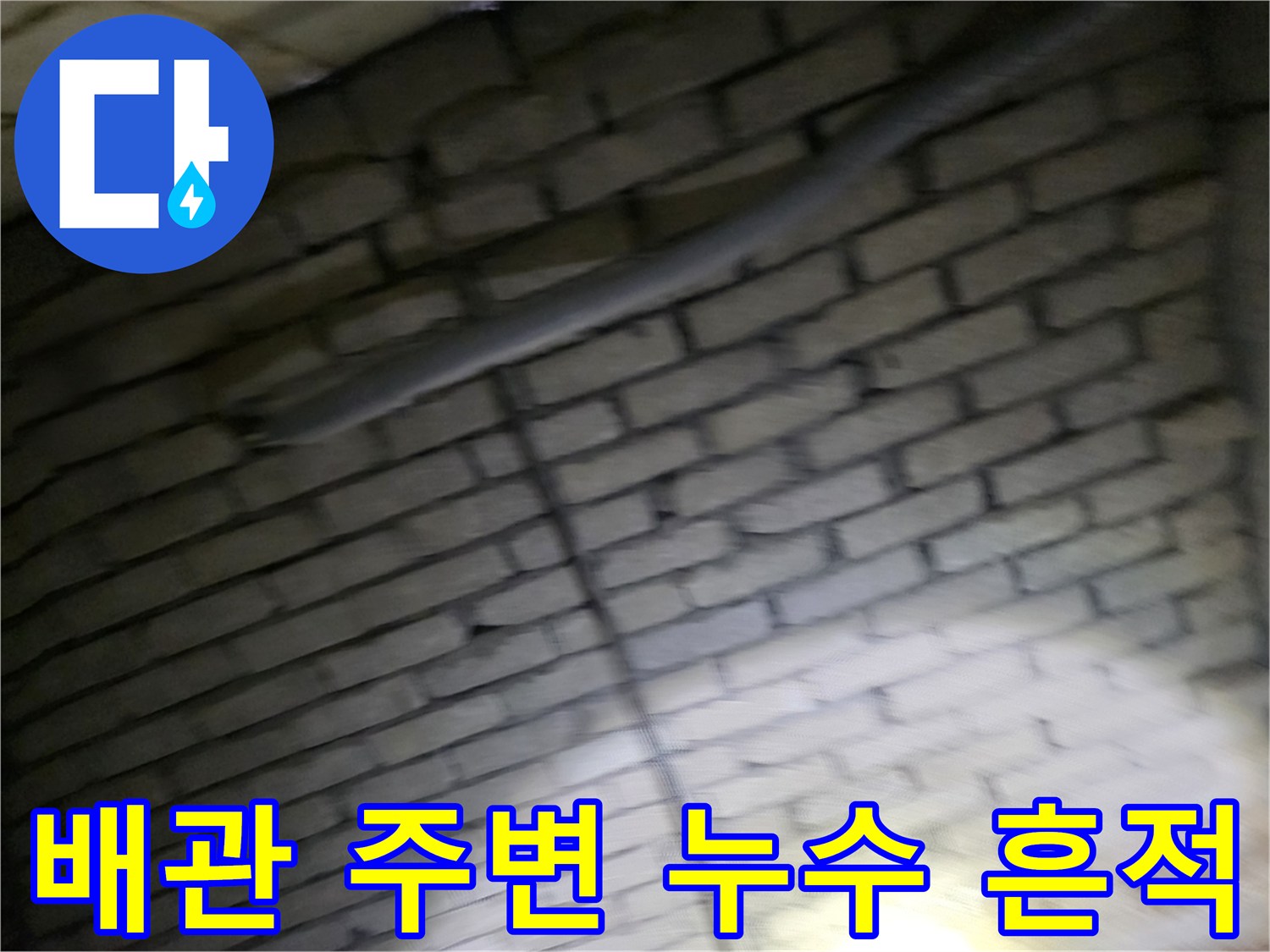 지하층 벽면 배관을 따라 번진 물자국