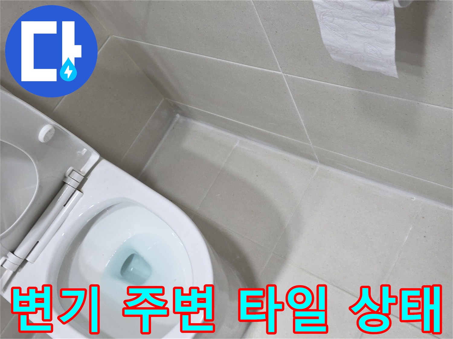 변기 하단-타일 줄눈 관찰