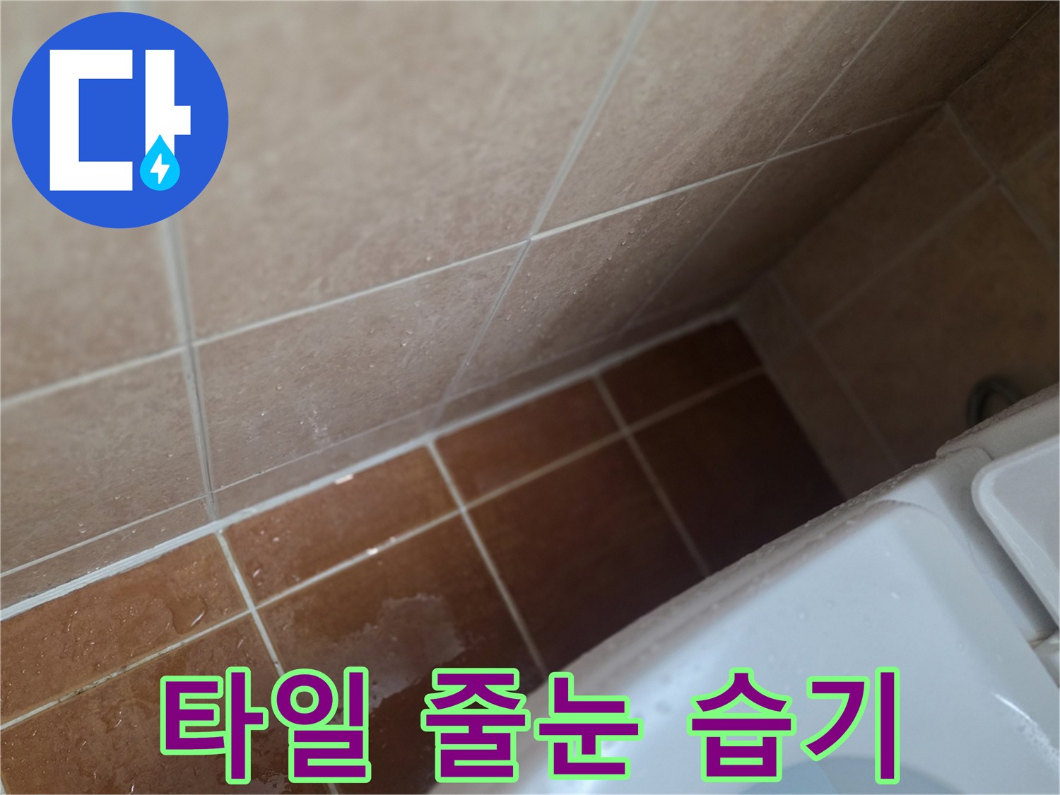욕실-타일-메지-틈새에-습기가-차있는-장면