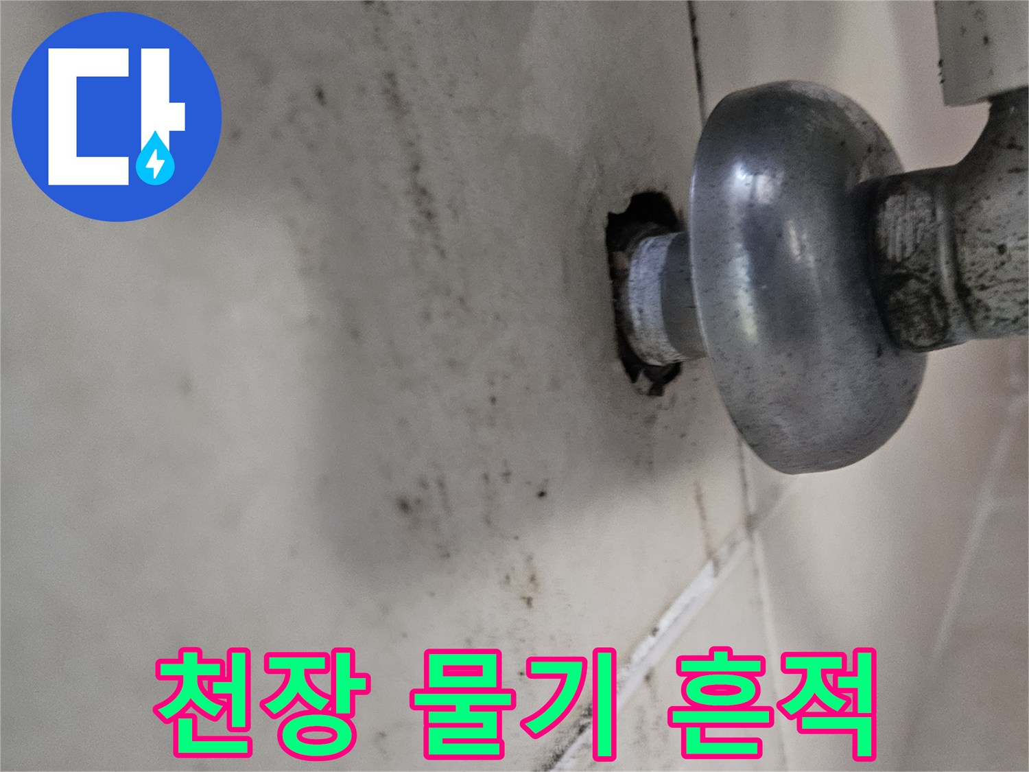 배관 주변 타일의 수분 침투 및 변색 상태