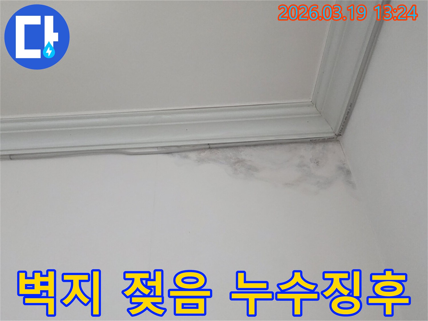 천장-아래-벽면-누수로-인한-얼룩-확인-모습
