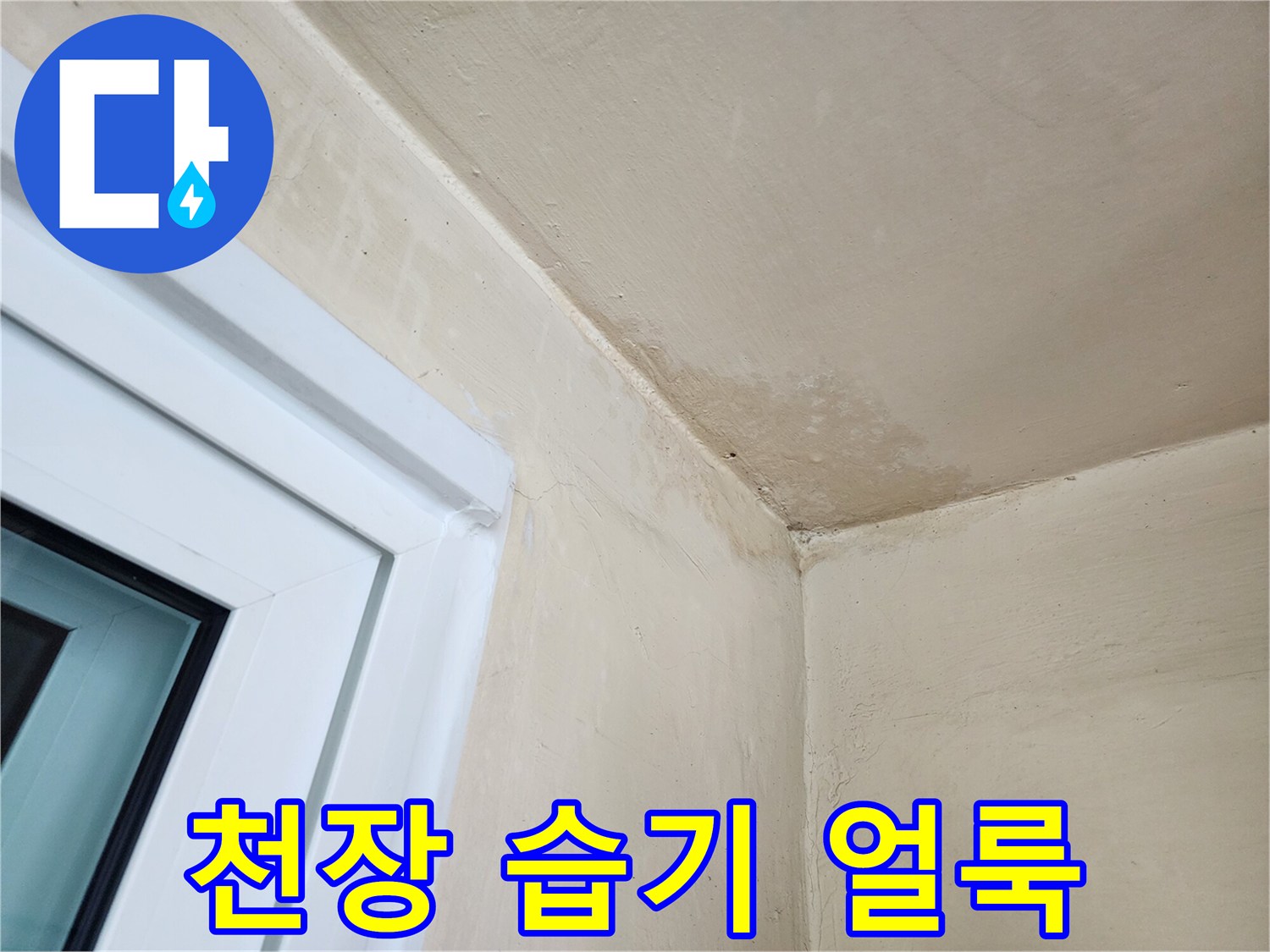 다용도실 천장-습기로 인한 마감재 변색 부위