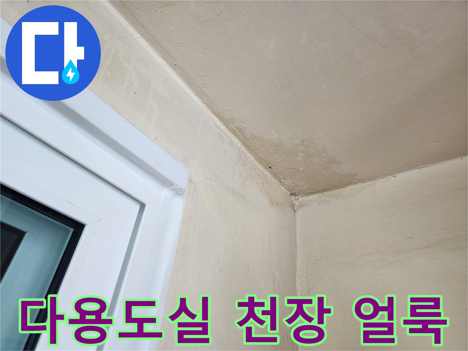 송파구 다용도실-천장과 벽면의 습기 흔적 사진