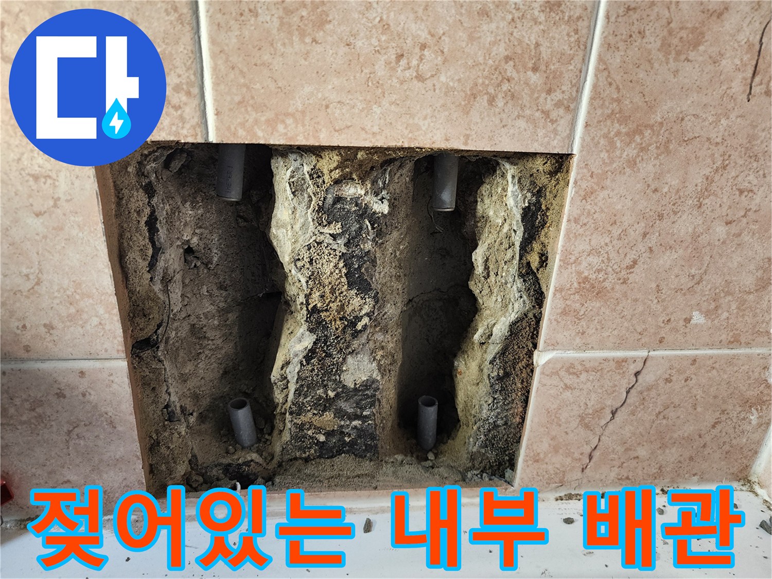 타일-제거-후-드러난-축축한-배관-주변