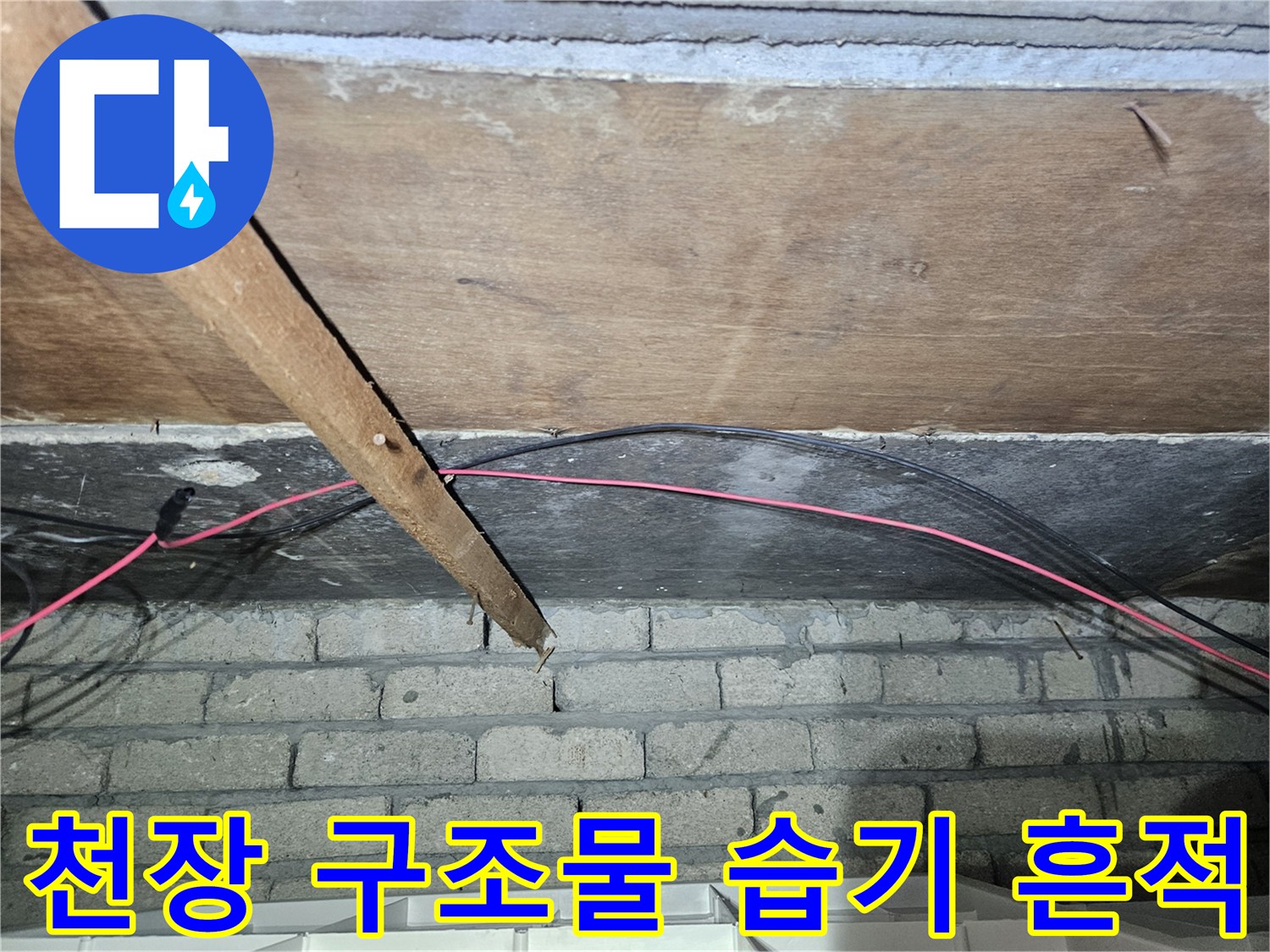 배관 주변-벽돌과 배관 사이의 습한 상태 확인
