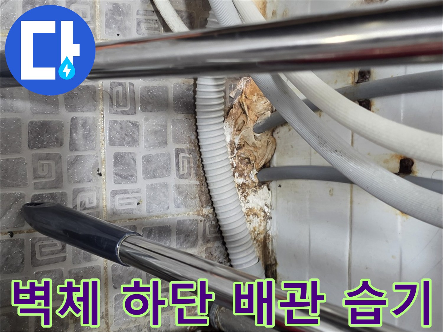 벽체-하단-배관-주변의-습윤한-상태