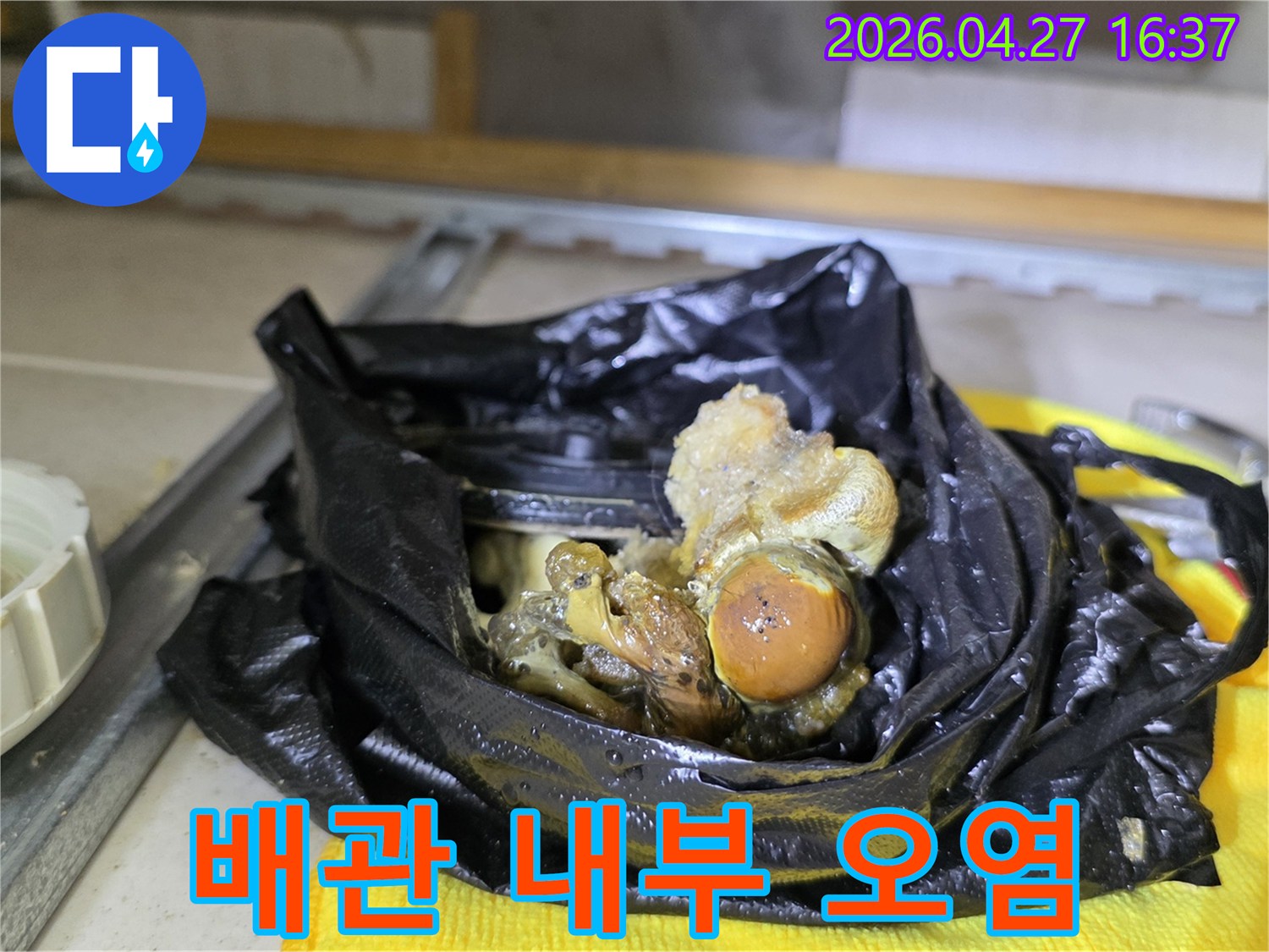 배수관을-완전히-막아버린-기름-덩어리와-이물질-제거-작업-결과입니다