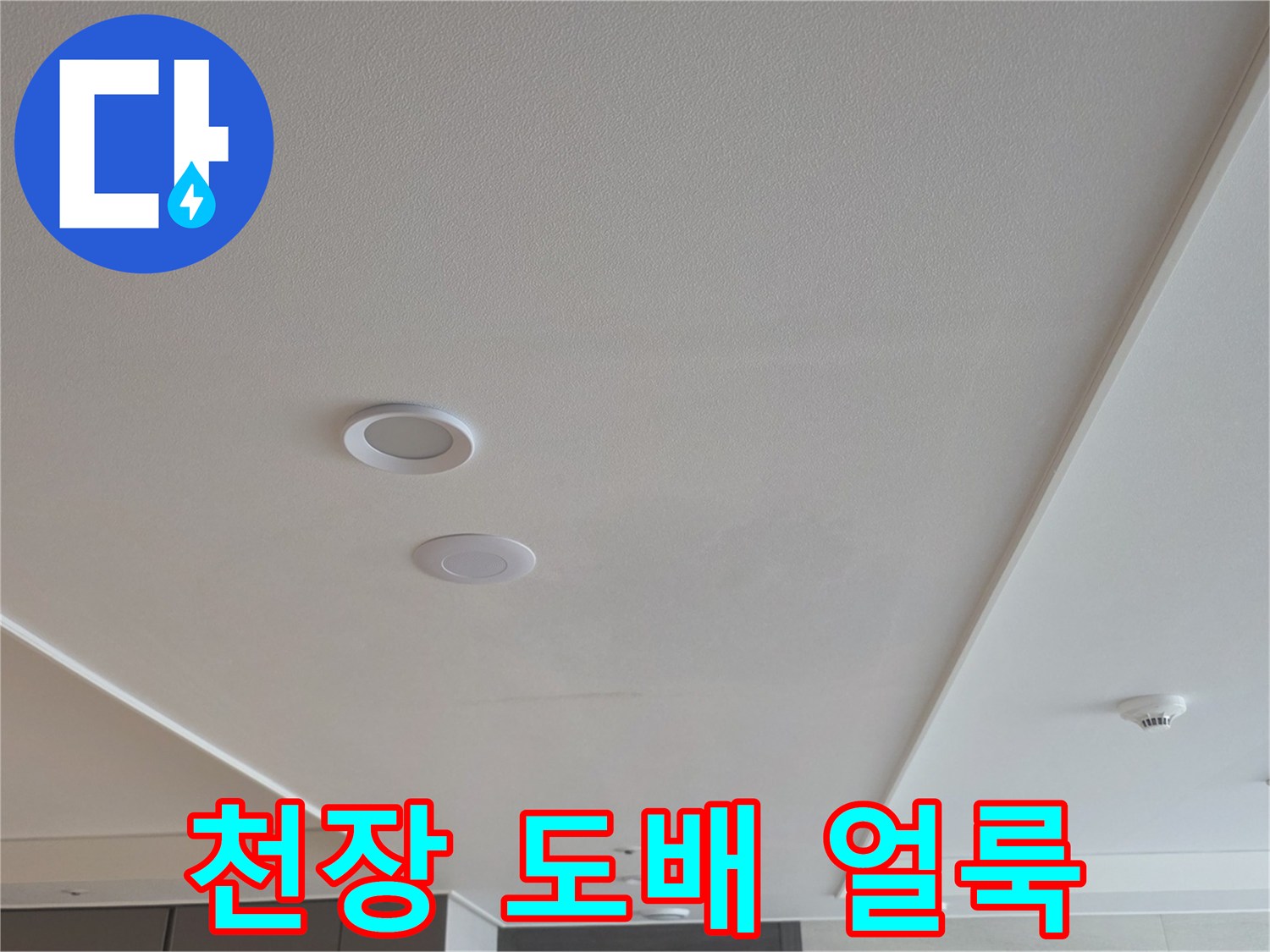 습기로 인해 변색된 천장 마감재 부위