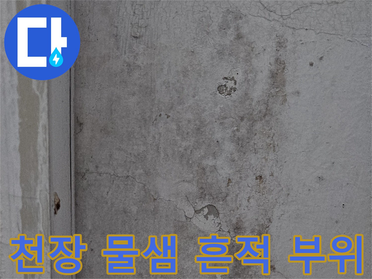 균열과 함께 나타난 천장 누수 얼룩