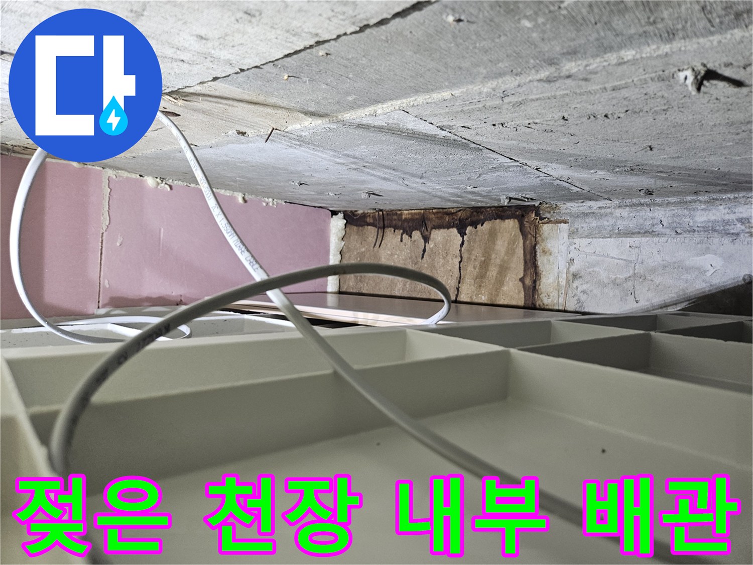 배관-주변의-습기-및-벽면-변색된-부위
