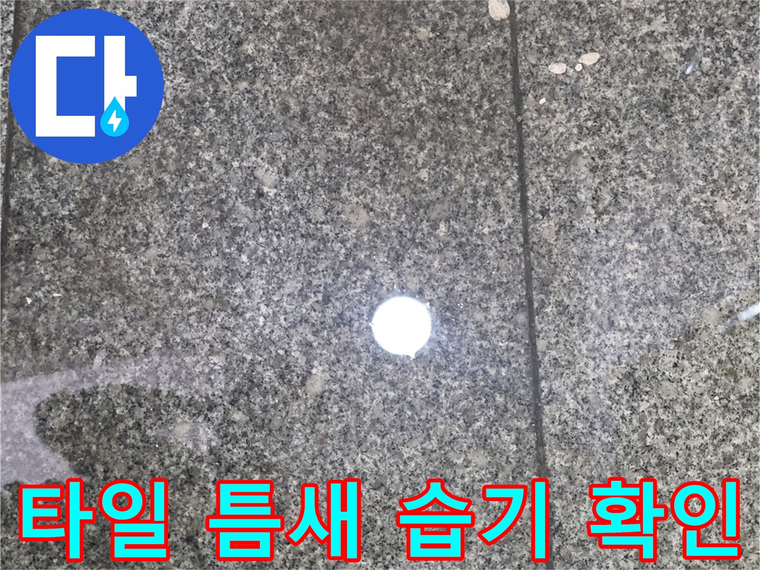 습기가 머금어진 듯한 어두운 빛의 타일 표면