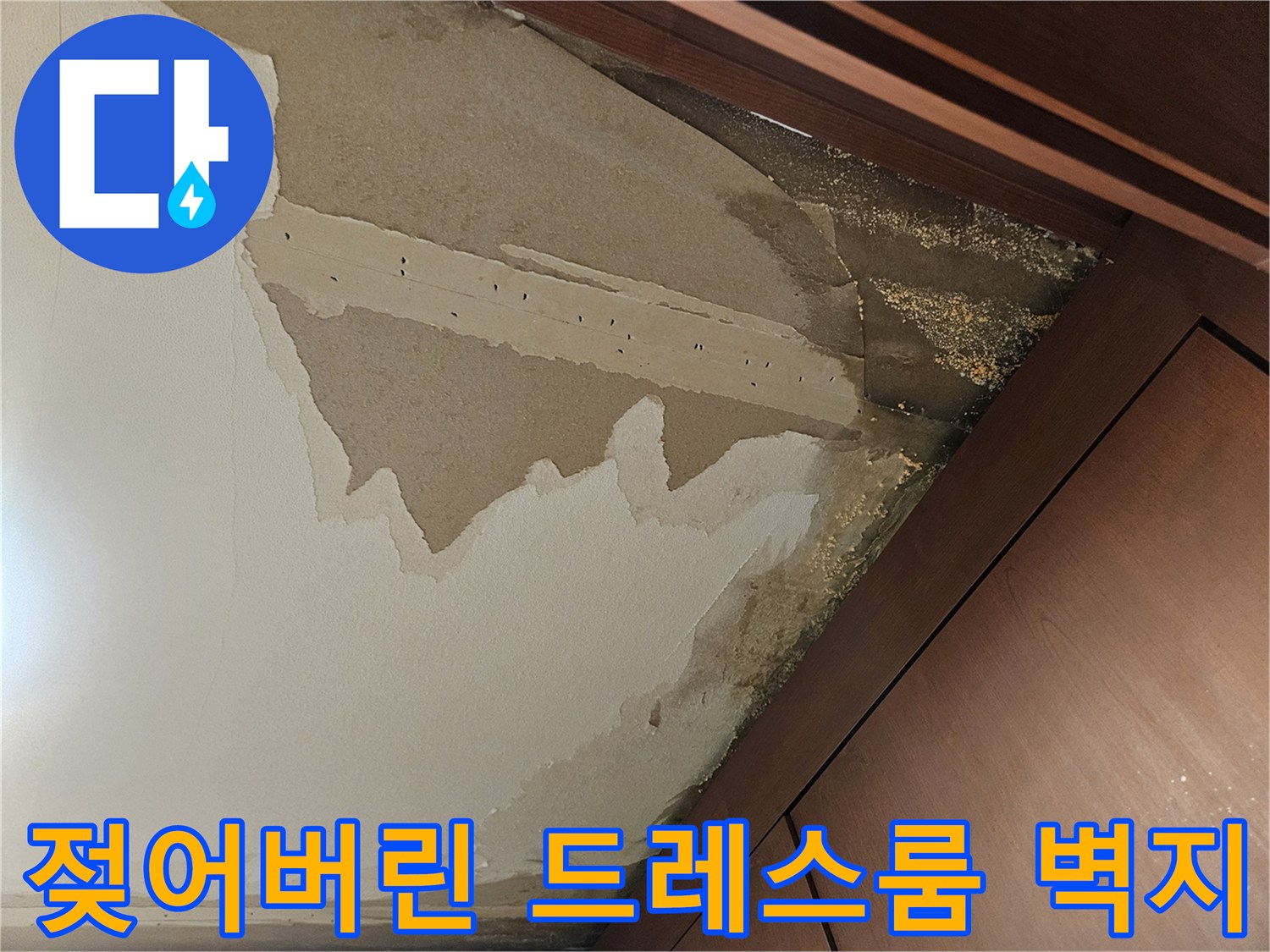 물기에-오염된-천장-벽지의-상태