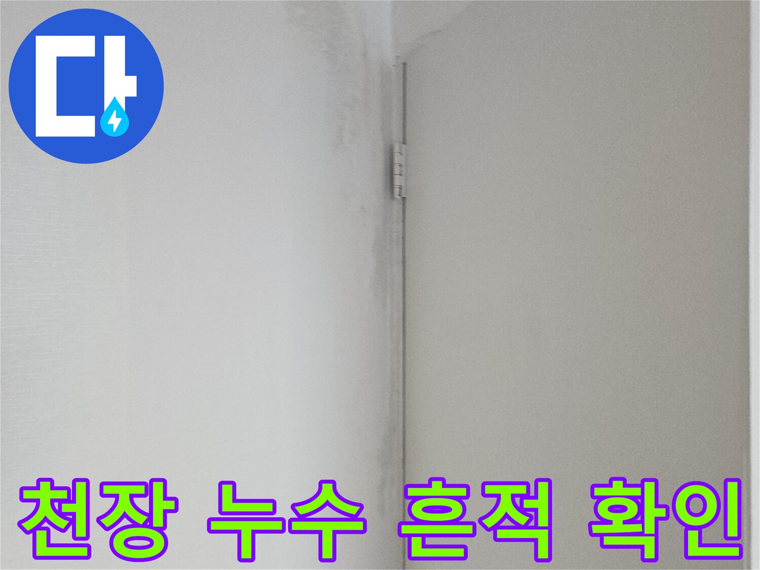 현관 천장 부위 - 누수로 인한 습기 및 변색