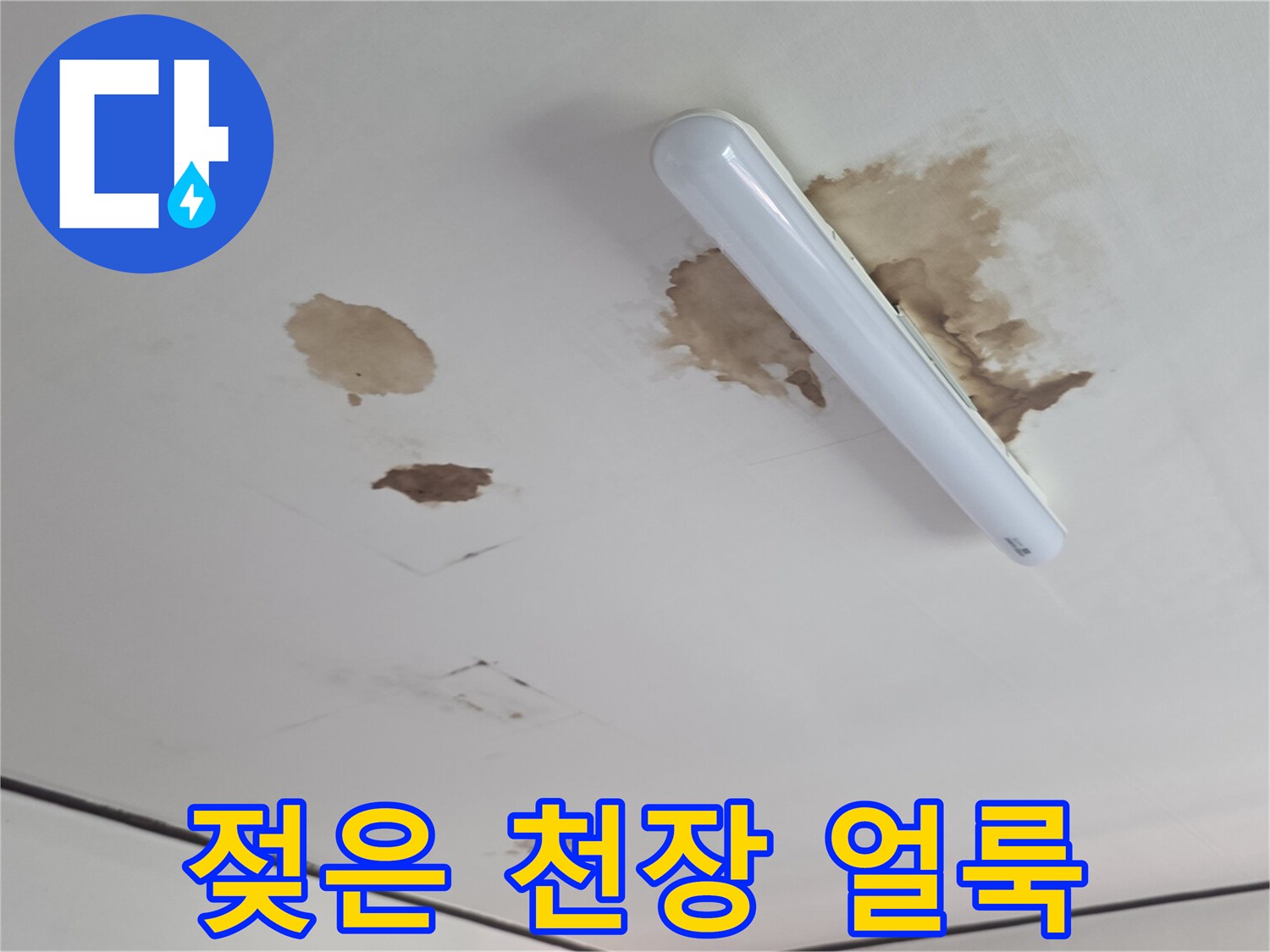 천장에-넓게-퍼져있는-누수-흔적과-물자국