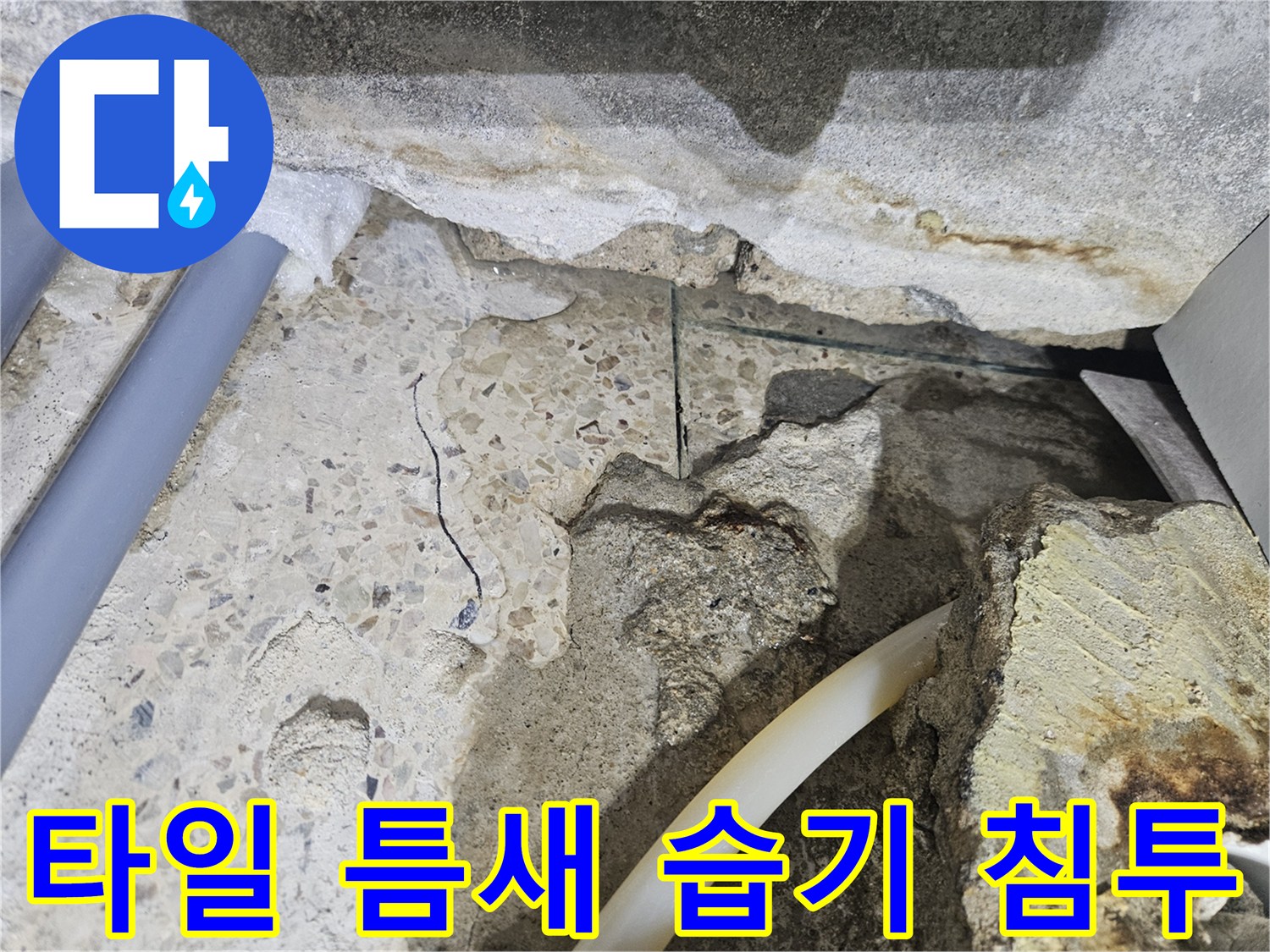 샤워기-하단-타일-균열과-물고임-상태-확인